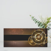 Steampunk-klok met antiek tandwiel feestdagenkaart (Staand voorkant)