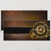 Steampunk-klok met antiek tandwiel feestdagenkaart (Voorkant / Achterkant)