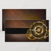 Steampunk-klok met antiek tandwiel feestdagenkaart (Voorkant / Achterkant)