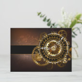 Steampunk-klok met antiek tandwiel feestdagenkaart (Staand voorkant)