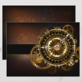 Steampunk-klok met antiek tandwiel feestdagenkaart (Voorkant / Achterkant)