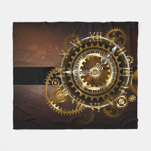 Steampunk-klok met antiek tandwiel fleece deken (Voorkant (Horizontaal))