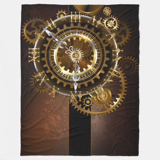 Steampunk-klok met antiek tandwiel fleece deken (Voorkant)