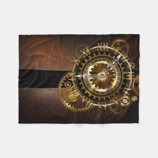 Steampunk-klok met antiek tandwiel fleece deken (Voorkant (Horizontaal))