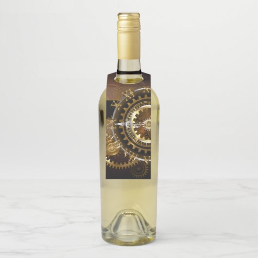 Steampunk-klok met antiek tandwiel flessenhanger (Op fles)