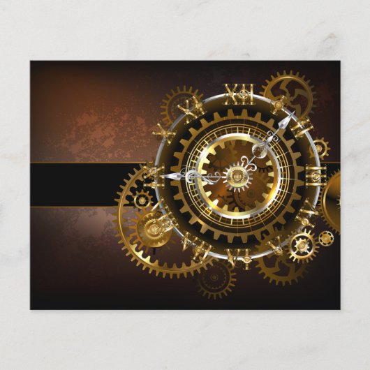 Steampunk-klok met antiek tandwiel flyer (Voorkant)