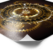 Steampunk-klok met antiek tandwiel foto afdruk (Hoek)