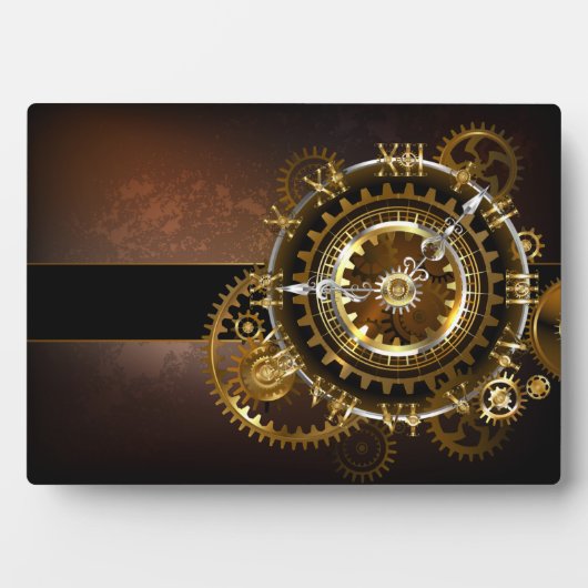 Steampunk-klok met antiek tandwiel fotoplaat (voorkant)