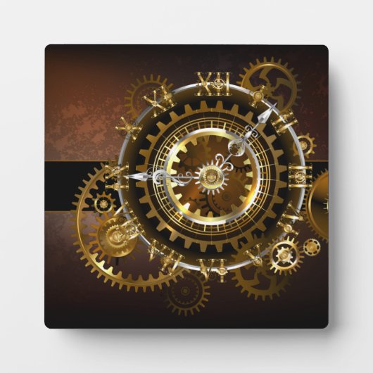 Steampunk-klok met antiek tandwiel fotoplaat (Voorkant)