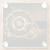 Steampunk-klok met antiek tandwiel glazen onderzetter (Achterkant)