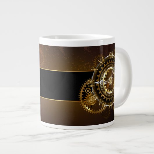 Steampunk-klok met antiek tandwiel grote koffiekop (Voorkant rechts)