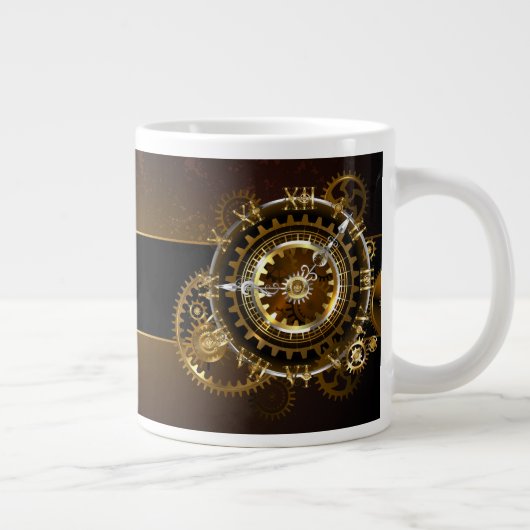 Steampunk-klok met antiek tandwiel grote koffiekop (Rechts)