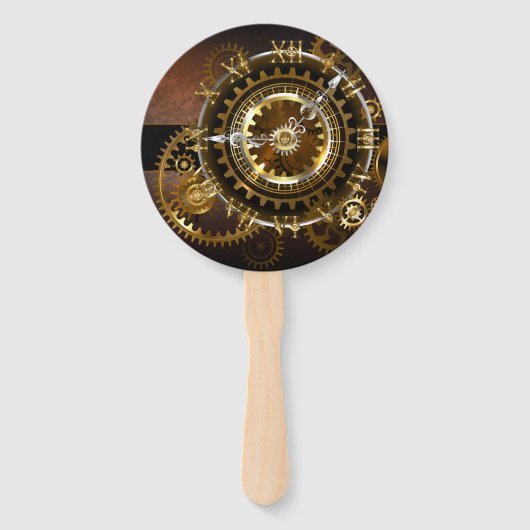 Steampunk-klok met antiek tandwiel handwaaier (Voorkant)