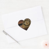 Steampunk-klok met antiek tandwiel hart sticker (Envelop)