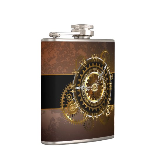 Steampunk-klok met antiek tandwiel heupfles (Rechts)