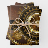 Steampunk-klok met antiek tandwiel inpakpapier vel (In situ)