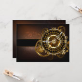 Steampunk-klok met antiek tandwiel kaart (Voorkant / Achterkant in situ)