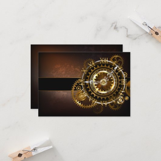 Steampunk-klok met antiek tandwiel kaart (Voorkant / Achterkant in situ)