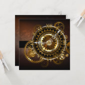 Steampunk-klok met antiek tandwiel kaart (Voorkant / Achterkant in situ)