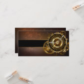 Steampunk-klok met antiek tandwiel kaart (Voorkant / Achterkant in situ)