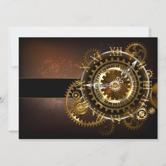 Steampunk-klok met antiek tandwiel kaart (Voorkant)