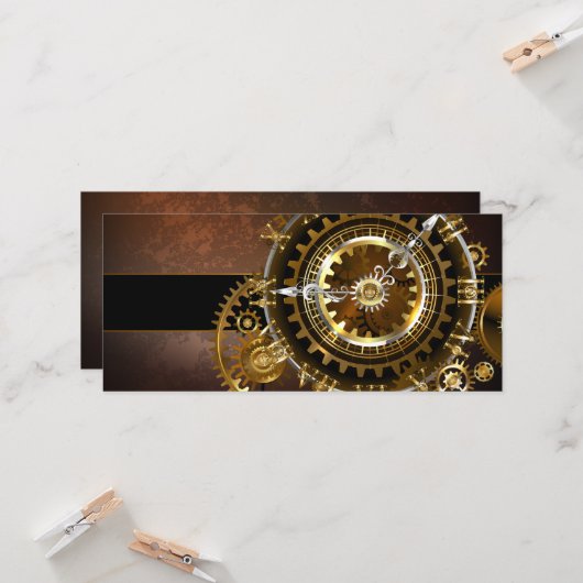 Steampunk-klok met antiek tandwiel kaart (Voorkant / Achterkant in situ)