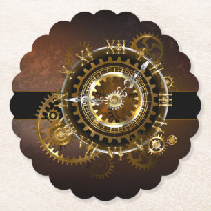 Steampunk-klok met antiek tandwiel kartonnen onderzetters