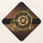 Steampunk-klok met antiek tandwiel kartonnen onderzetters (Voorkant)