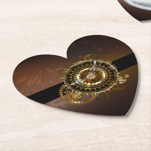 Steampunk-klok met antiek tandwiel kartonnen onderzetters (Gekanteld)