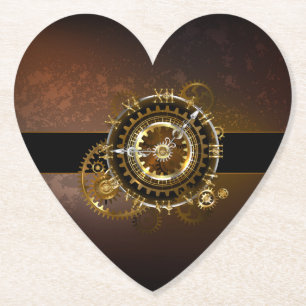 Steampunk-klok met antiek tandwiel kartonnen onderzetters