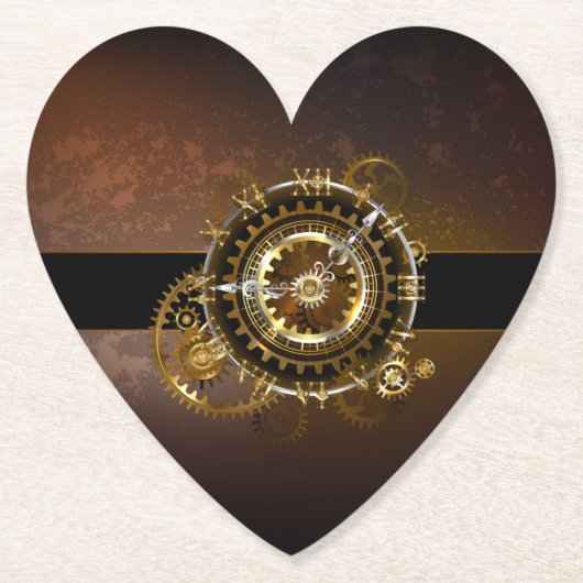 Steampunk-klok met antiek tandwiel kartonnen onderzetters (Voorkant)