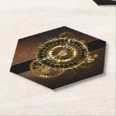 Steampunk-klok met antiek tandwiel kartonnen onderzetters (Schuin)