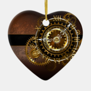 Steampunk-klok met antiek tandwiel keramisch ornament