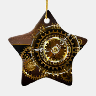 Steampunk-klok met antiek tandwiel keramisch ornament