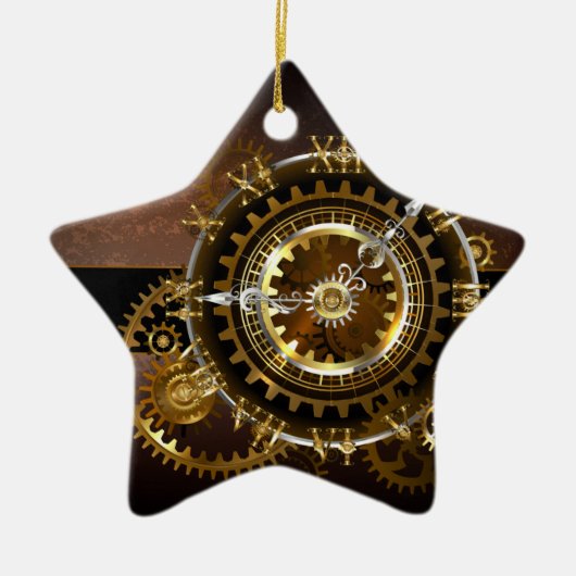 Steampunk-klok met antiek tandwiel keramisch ornament (Voorkant)