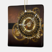 Steampunk-klok met antiek tandwiel keramisch ornament (Links)
