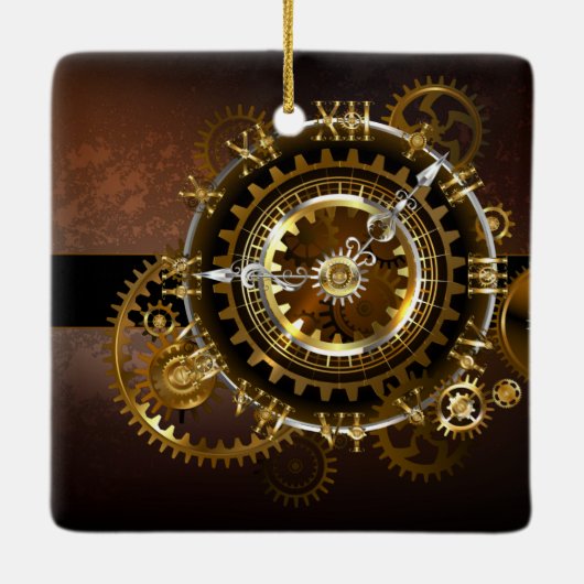 Steampunk-klok met antiek tandwiel keramisch ornament (Achterkant)