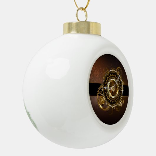 Steampunk-klok met antiek tandwiel keramische bal ornament (Links)