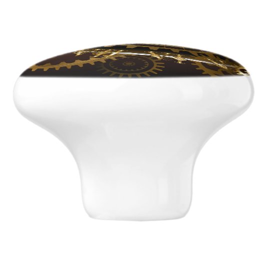 Steampunk-klok met antiek tandwiel keramische knop (Zijkant)