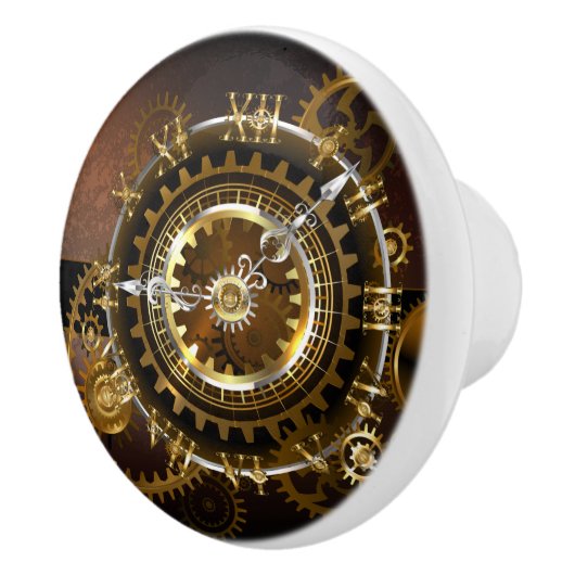 Steampunk-klok met antiek tandwiel keramische knop (Rechts)