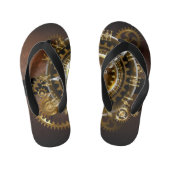 Steampunk-klok met antiek tandwiel kinder teenslippers (Voetbed)