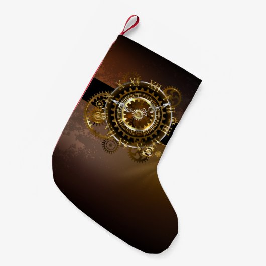 Steampunk-klok met antiek tandwiel kleine kerstsok (Voorkant (Hangend))