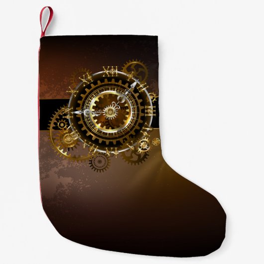 Steampunk-klok met antiek tandwiel kleine kerstsok (Voorkant)