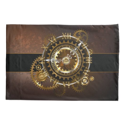 Steampunk-klok met antiek tandwiel kussensloop (Achterkant-Links)