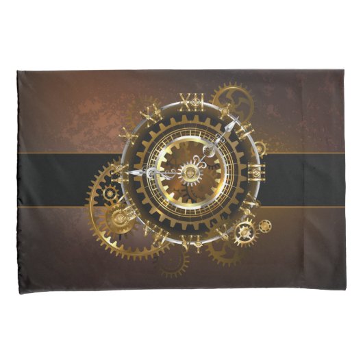 Steampunk-klok met antiek tandwiel kussensloop (Voorkant-Rechts)