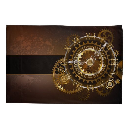 Steampunk-klok met antiek tandwiel kussensloop (Achterkant)