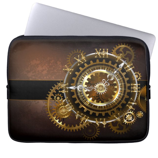 Steampunk-klok met antiek tandwiel laptop sleeve (Voorkant)