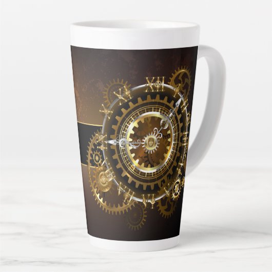 Steampunk-klok met antiek tandwiel latte mok (Rechterhoek)