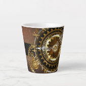 Steampunk-klok met antiek tandwiel latte mok (Voorkant)