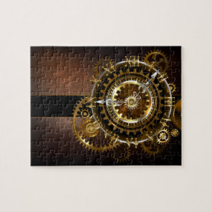 Steampunk-klok met antiek tandwiel legpuzzel